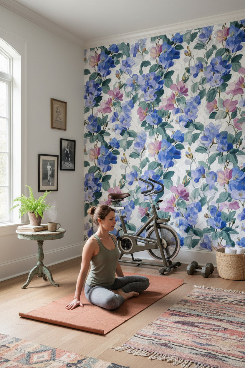 White Background Wallpaper Modern Floral Wall Art