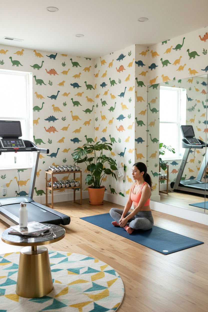 White Background Wallpaper Dinosaur Fun Wall Mural