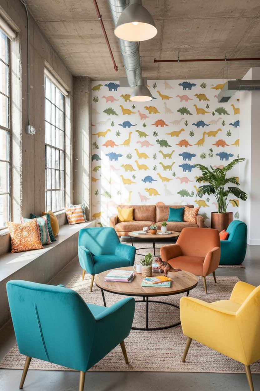 White Background Wallpaper Green Shades Playful Mural