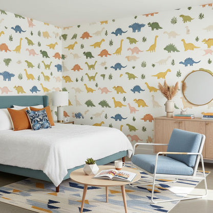 Multicolor Dinosaur Playful Kids Wallpaper