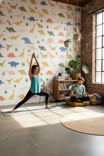 Multicolor Dinosaur Playful Kids Wallpaper