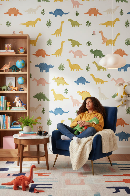 White Background Wallpaper Green Shades Playful Mural