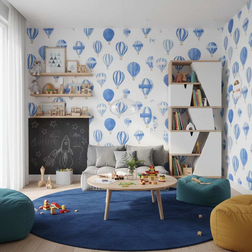 White Background Wallpaper Balloons Whimsical Wall Decor