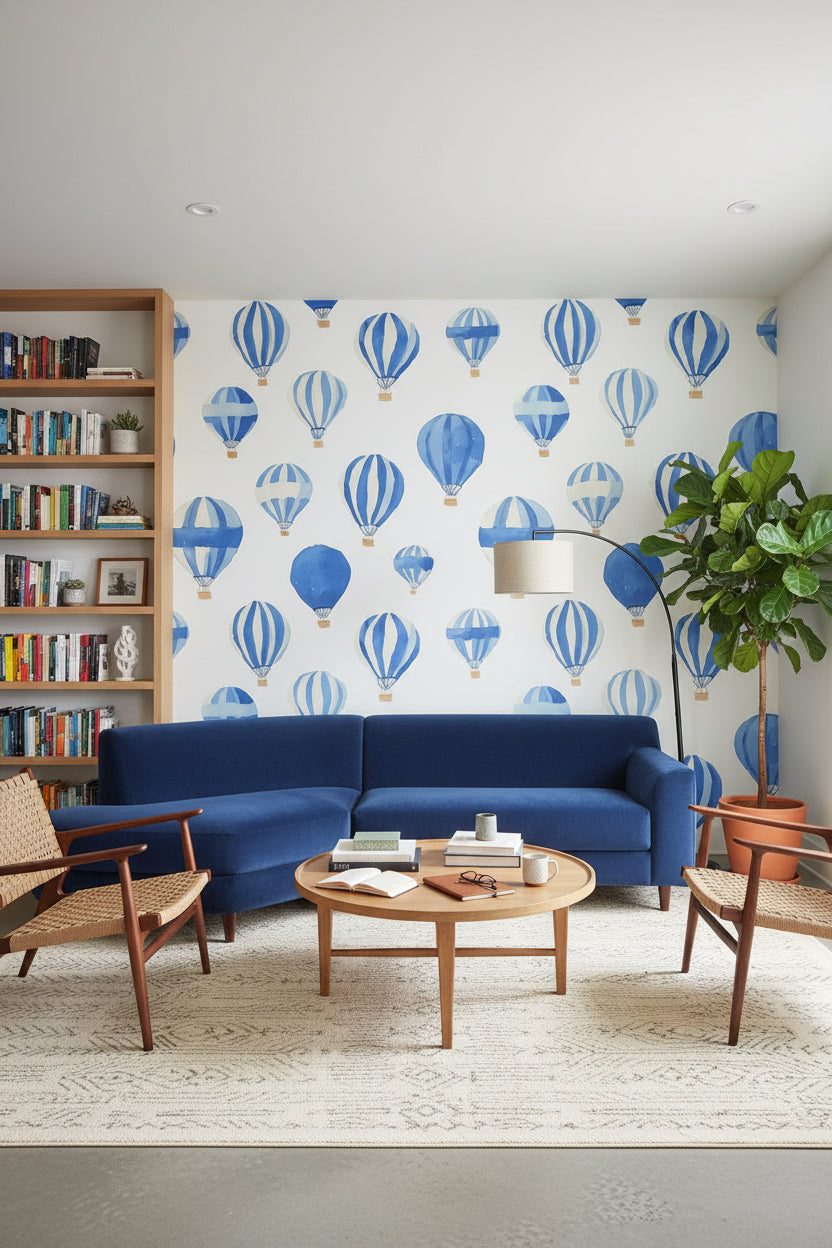 White Background Wallpaper Balloons Whimsical Wall Decor