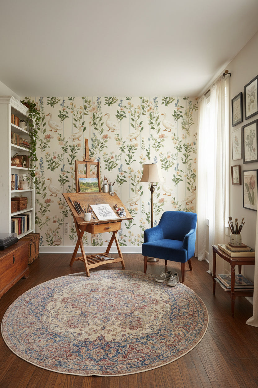 Shades Of Green Wallpaper Vintage Floral Wall Mural