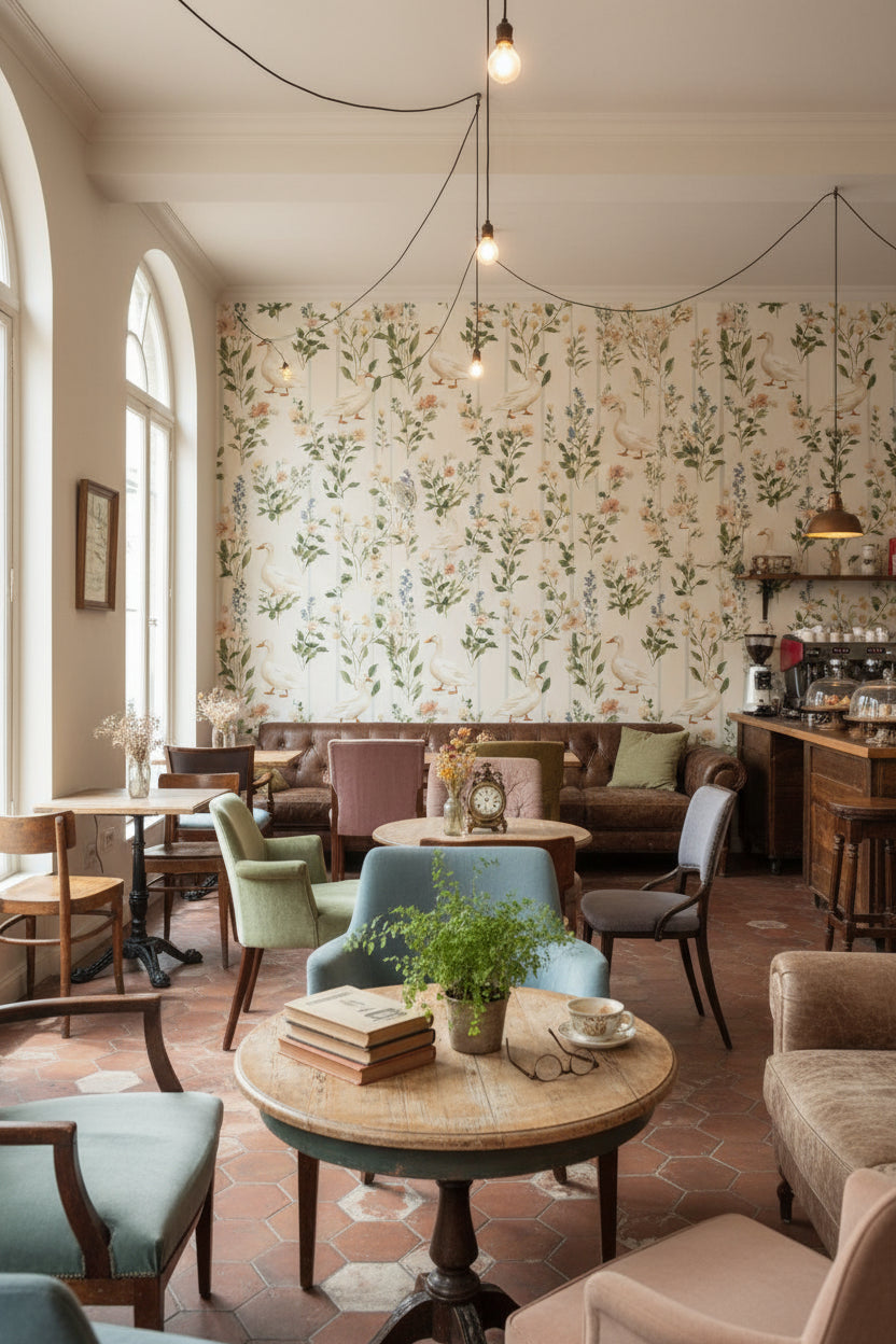 Shades Of Green Wallpaper Vintage Floral Wall Mural