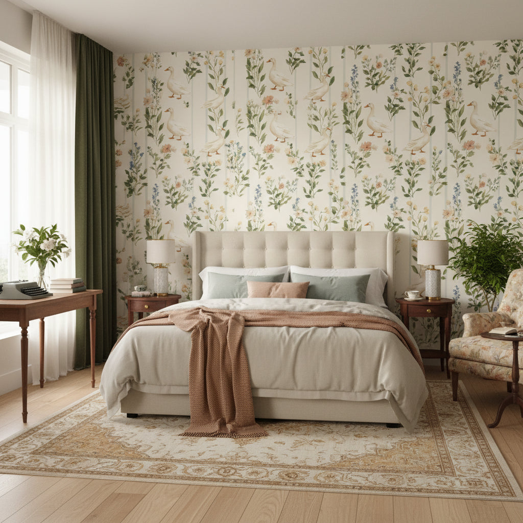 Shades Of Green Wallpaper Vintage Floral Wall Mural