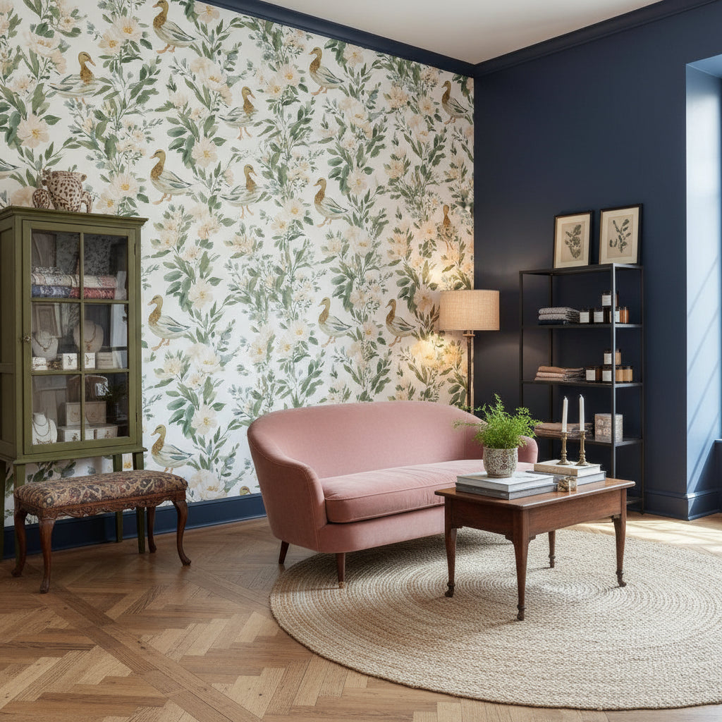 Garden Wallpaper Ducks Mural Floral Wall Decor