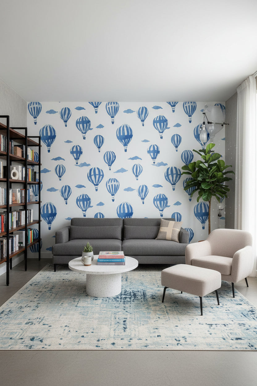 White Background Wallpaper Balloon Watercolor Wall Mural