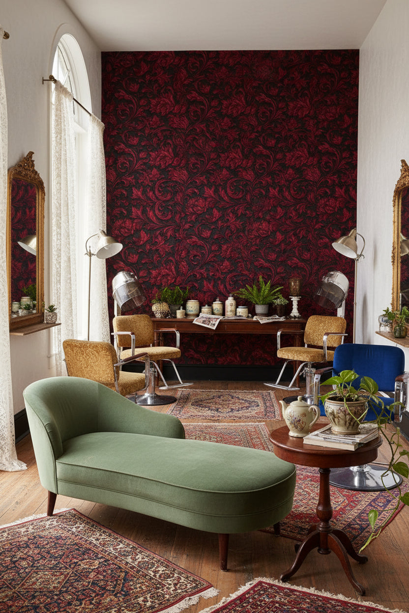 Damask Wallpaper Floral Traditional Decorative Mural