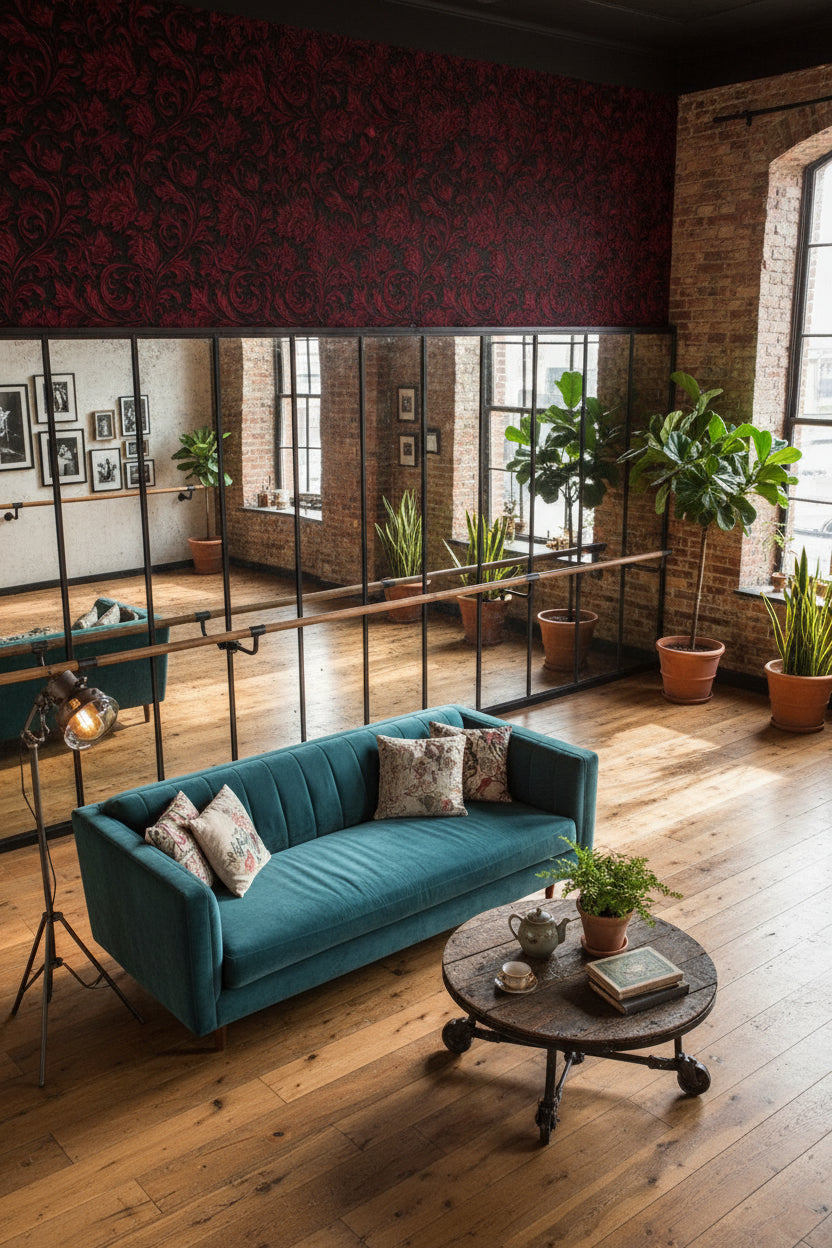 Rich Red Large Floral Pattern Wallpaper