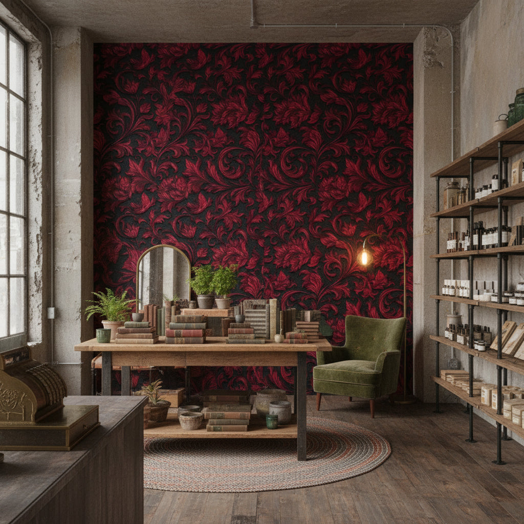 Damask Wallpaper Floral Traditional Decorative Mural