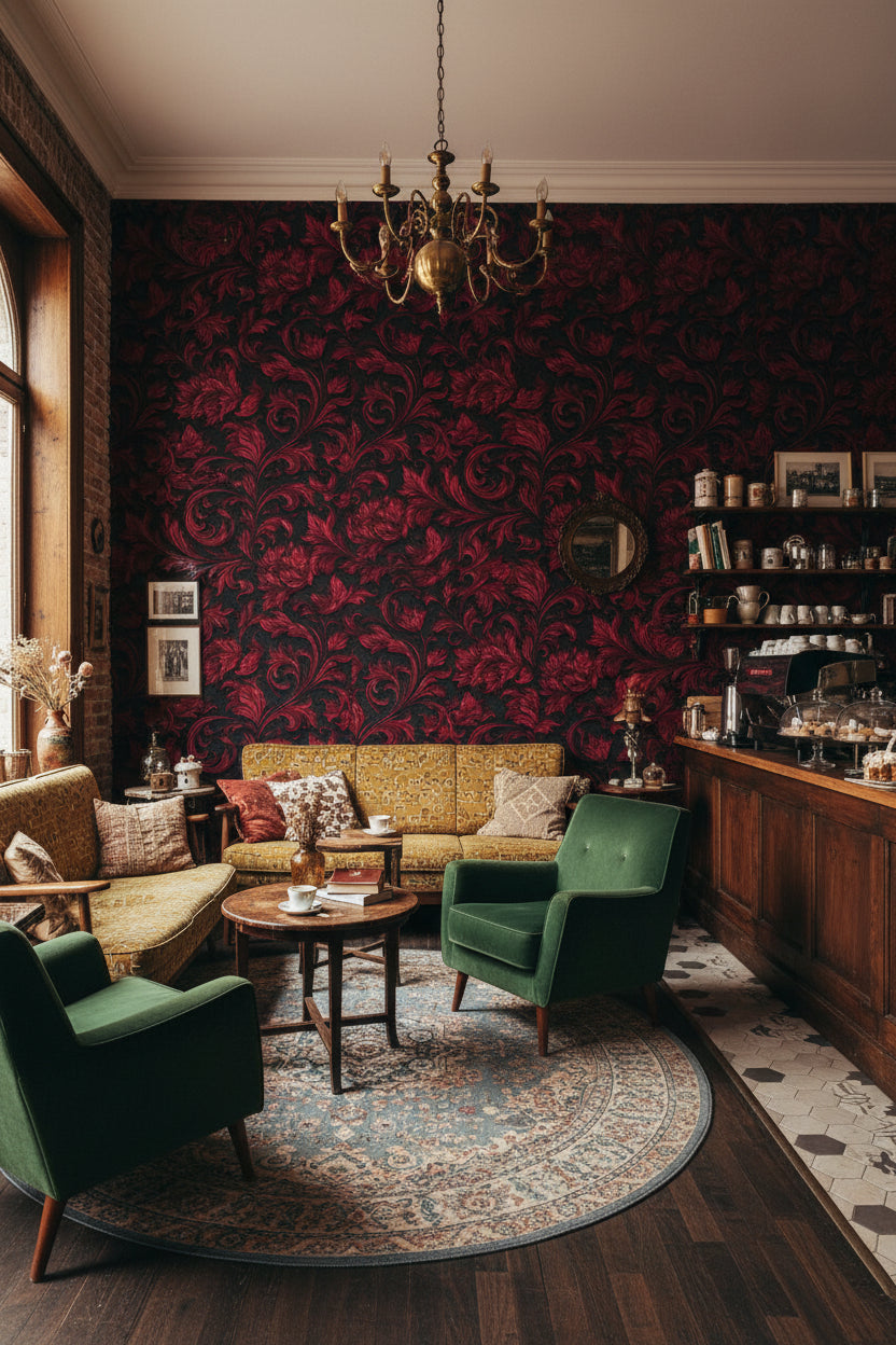 Damask Wallpaper Floral Traditional Decorative Mural