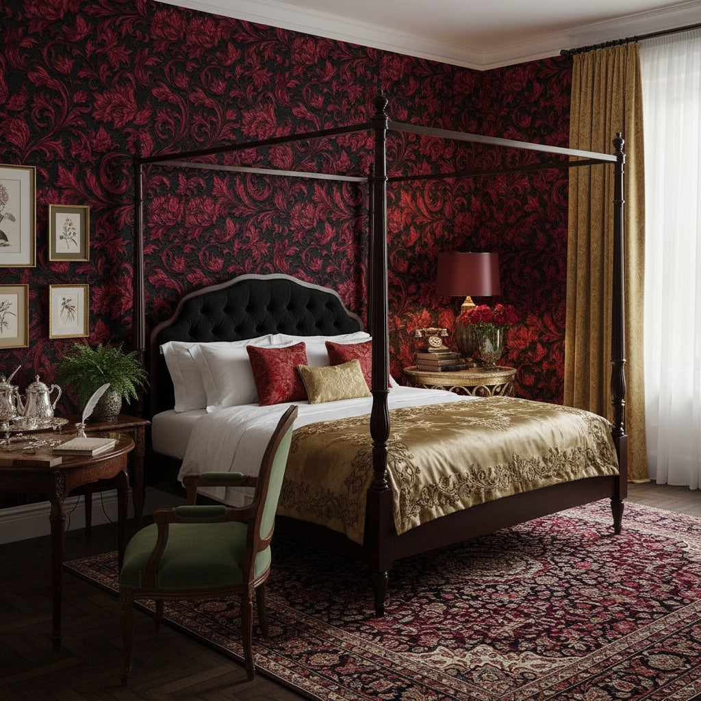 Damask Wallpaper Floral Traditional Decorative Mural