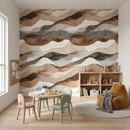 Warm Earthy Tones Abstract Wave Wallpaper