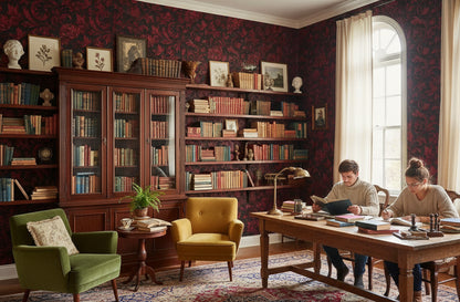 Rich Red Large Floral Pattern Wallpaper