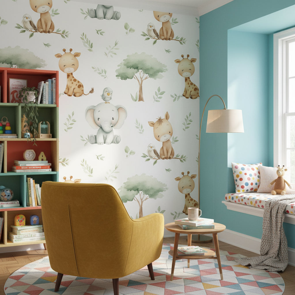 White Background Wallpaper Shades Of Green Modern Wall Mural