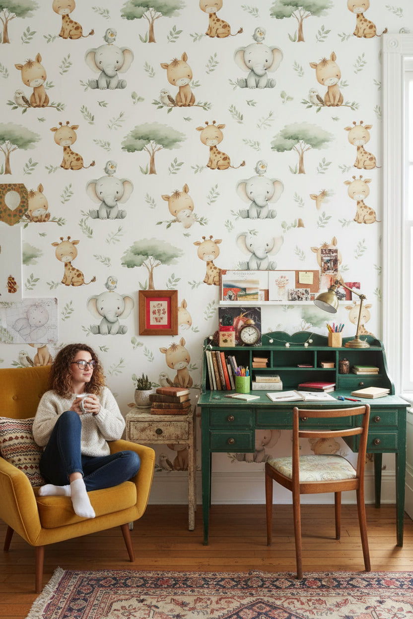 White Background Wallpaper Shades Of Green Modern Wall Mural