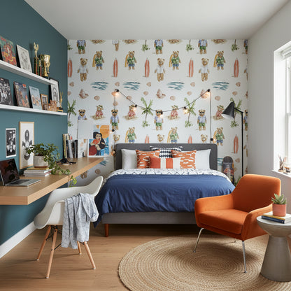 Multicolor Beach Bears Kids Wallpaper