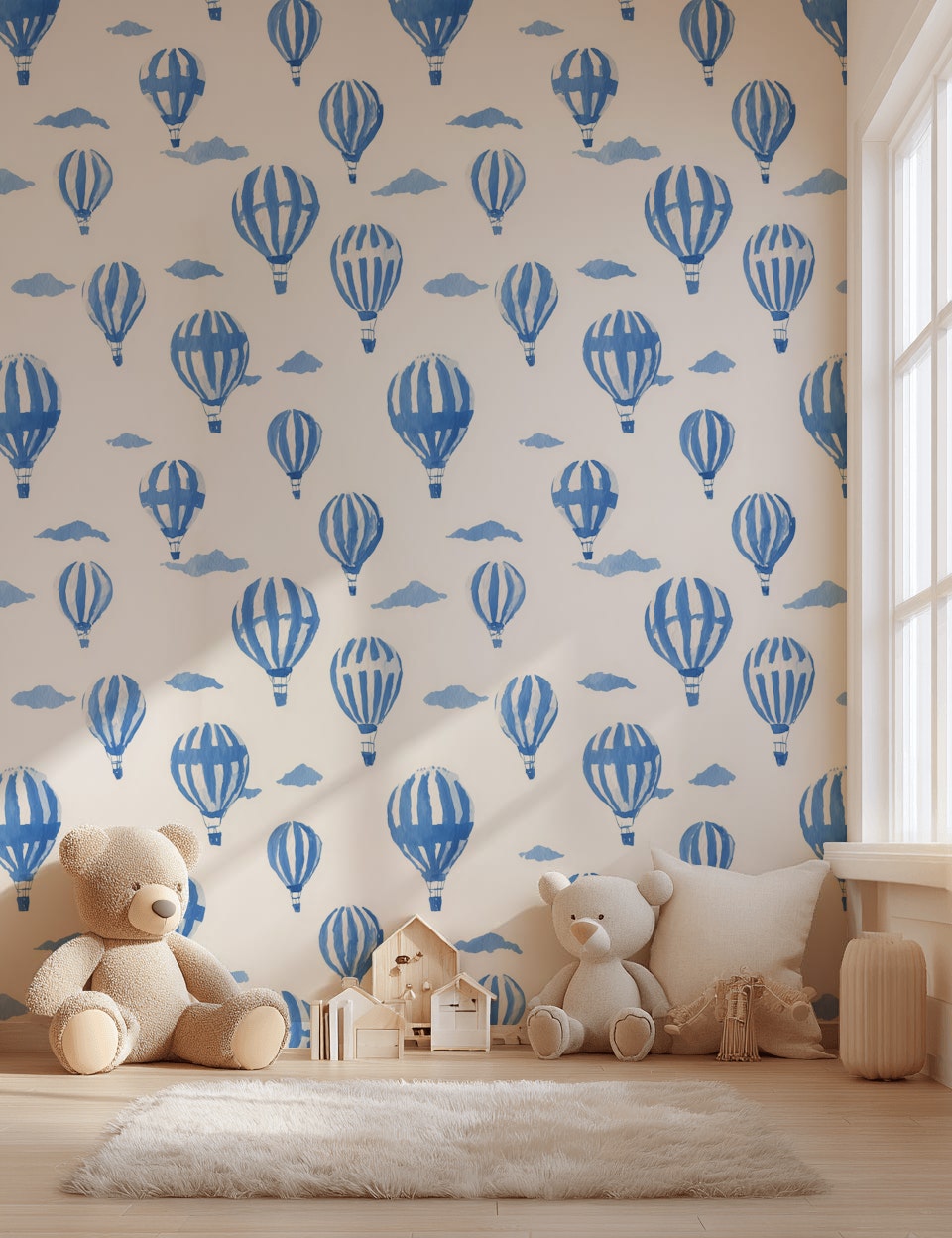 White Background Wallpaper Balloon Watercolor Wall Mural