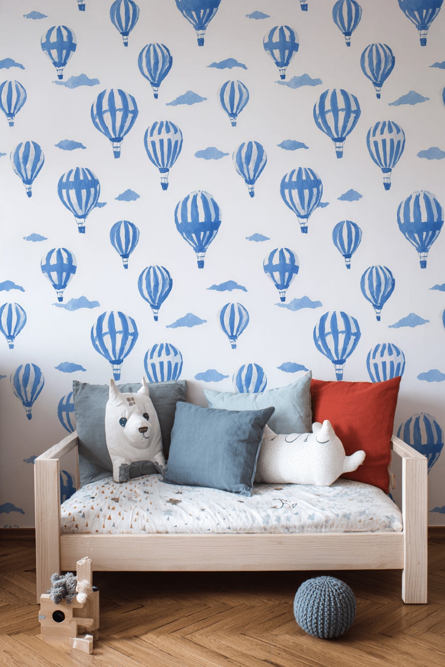 White Background Wallpaper Balloon Watercolor Wall Mural