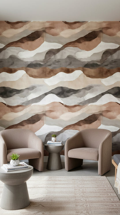 Warm Earthy Tones Abstract Wave Wallpaper