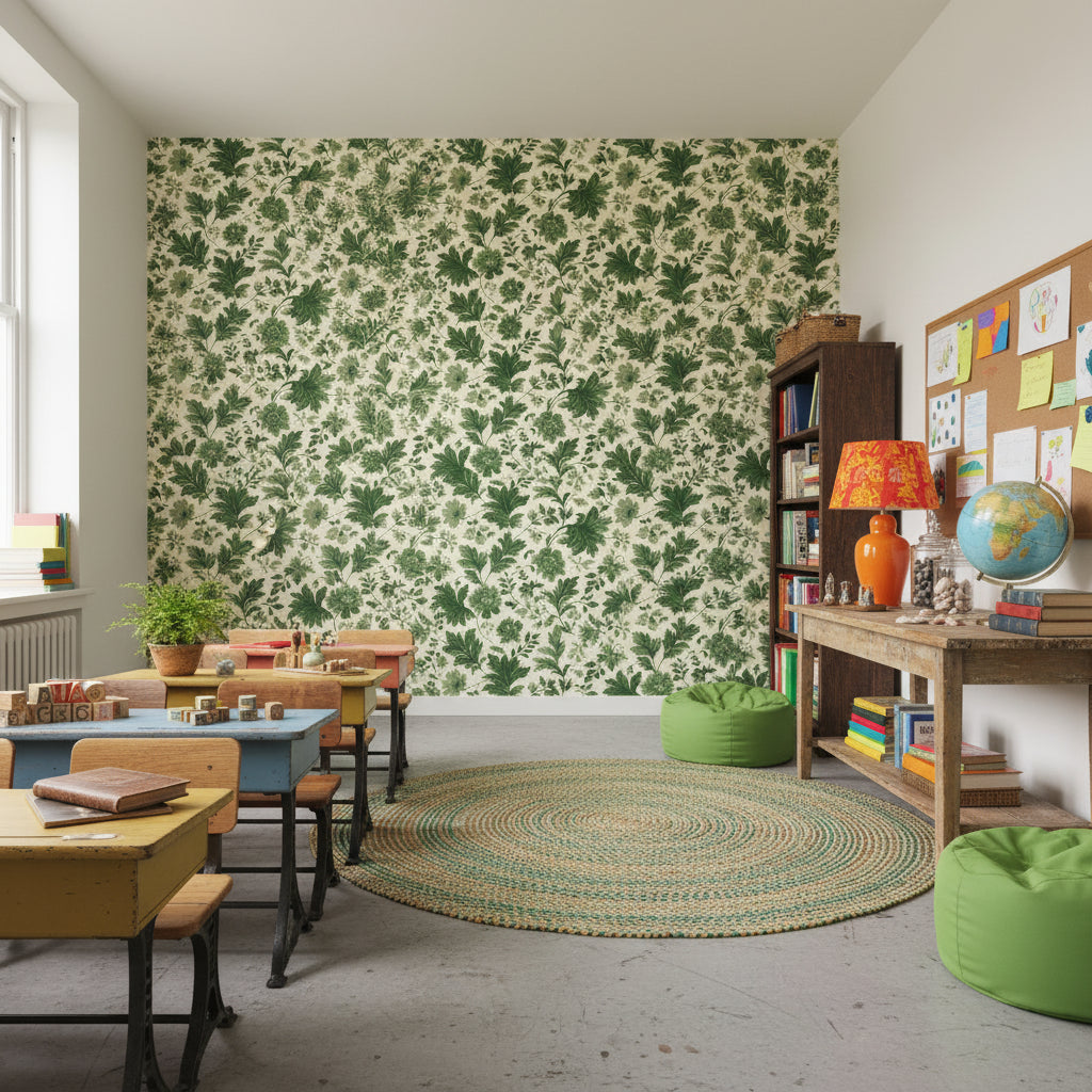 Shades Of Green Wallpaper Vintage Floral Wall Mural