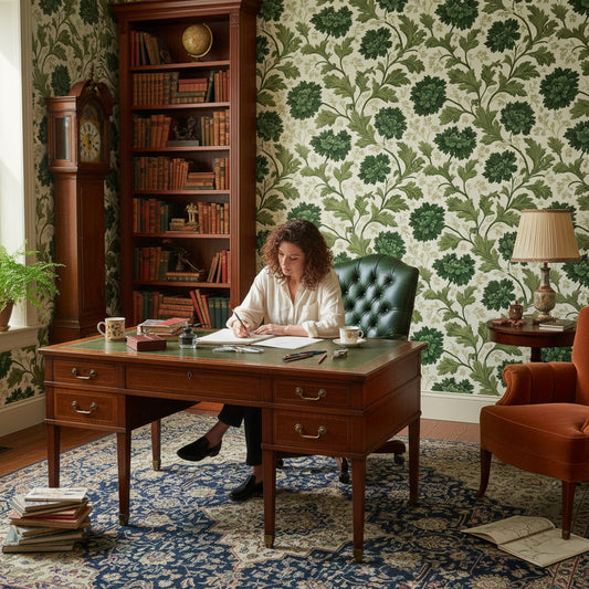 Floral Wallpaper Green Vintage Decorative Mural