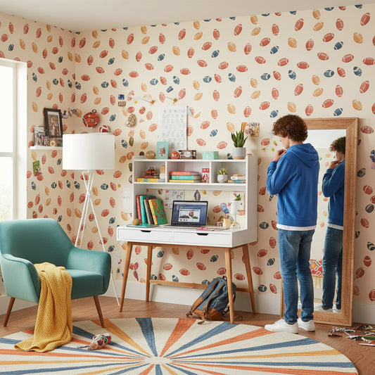 Football Wallpaper Watercolor Removable Sport Wall Double Roll