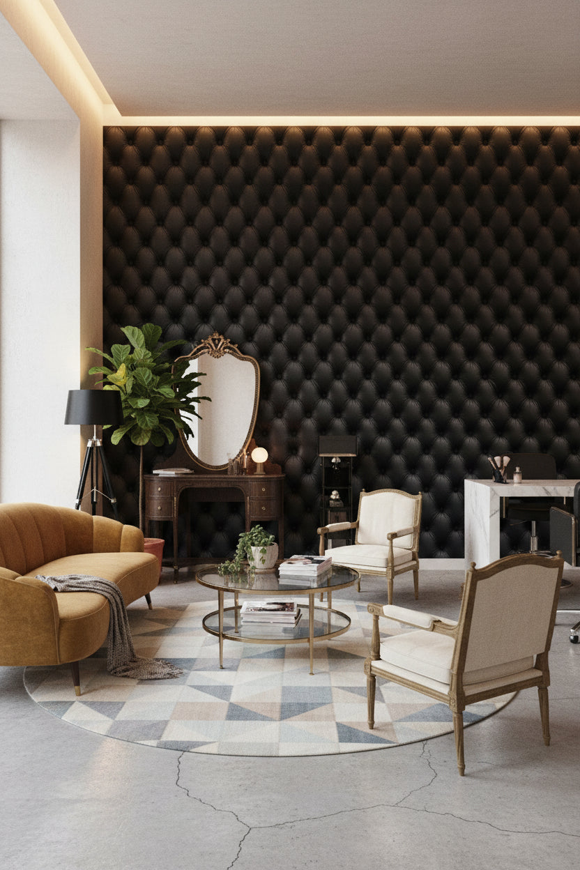 Tufted Wallpaper Quilted Sophisticated Mural