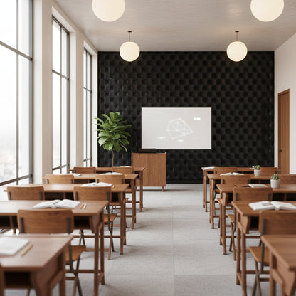 Matte Black Quilted 3D Effect Wallpaper