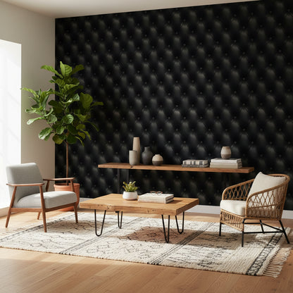 Black Quilted 3D Effect Wallpaper