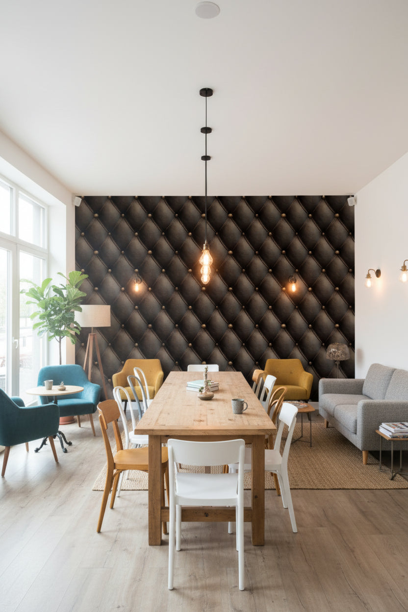 Tufted Wallpaper Leather Geometric Wall Decor