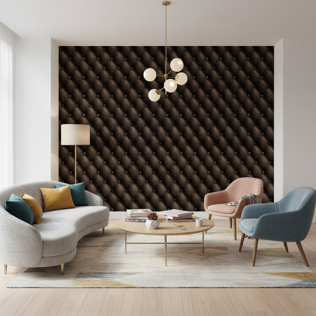 Tufted Wallpaper Leather Geometric Wall Decor