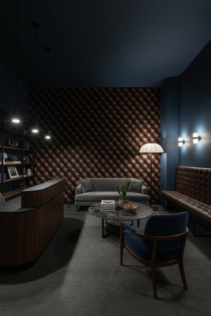 Rich Chocolate Brown Quilted Leather Wallpaper