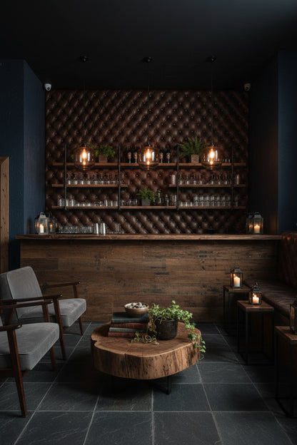 Rich Chocolate Brown Quilted Leather Wallpaper