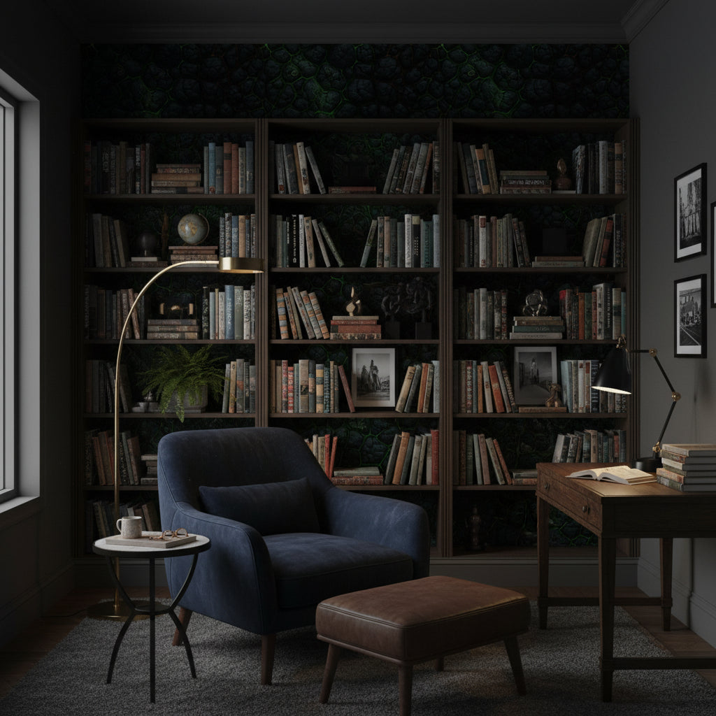 Dark Textured Geometric Stone Effect Wallpaper
