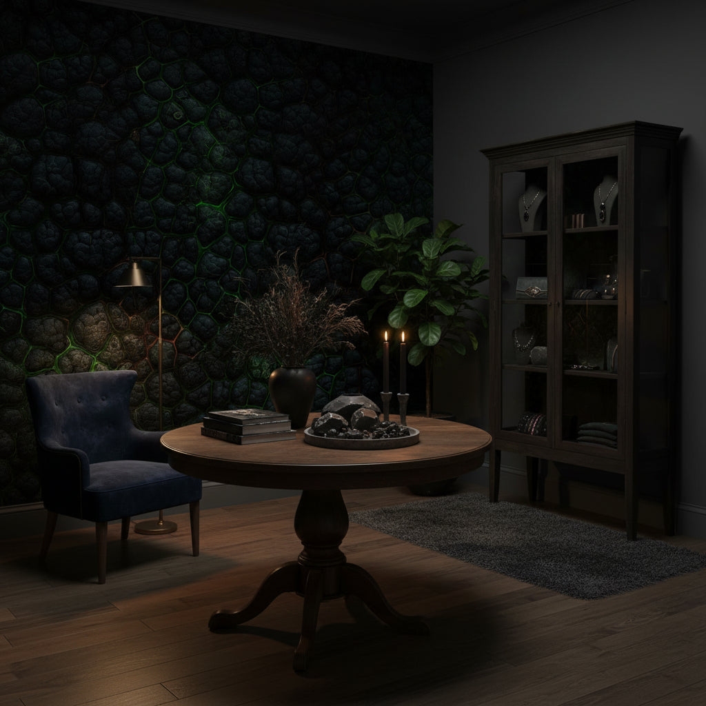 Dark Textured Geometric Stone Effect Wallpaper