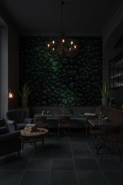 Dark Textured Geometric Stone Effect Wallpaper