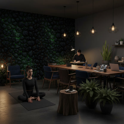 Dark Textured Geometric Stone Effect Wallpaper
