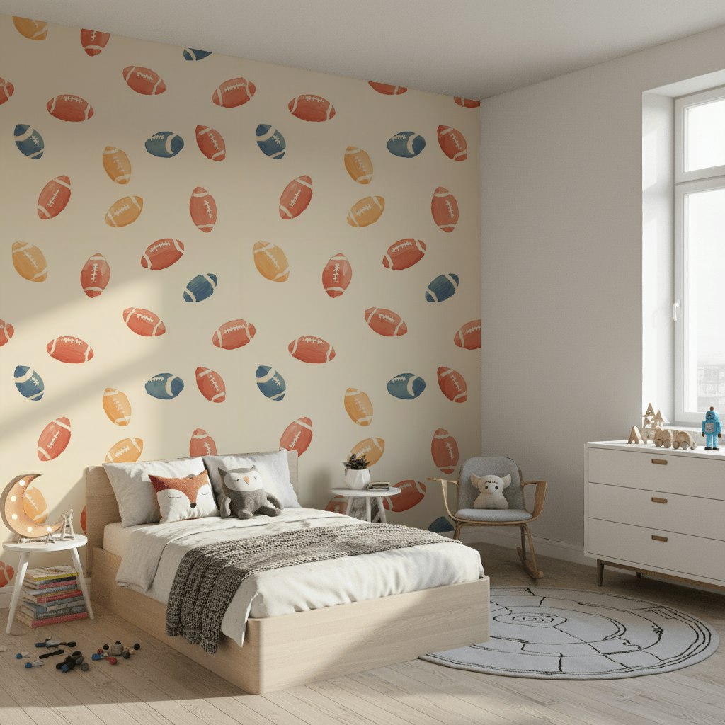 Football Wallpaper Watercolor Removable Sport Wall Double Roll