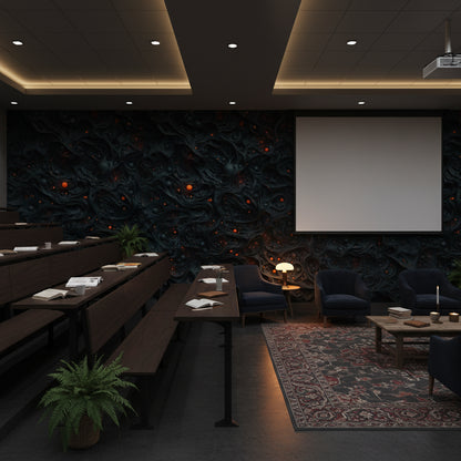 Textured Black Lava Abstract Wallpaper