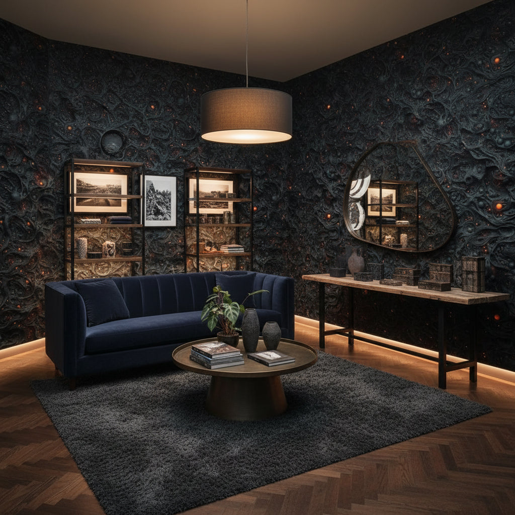 Abstract Wallpaper Dark Removable Swirling Wall Double Roll