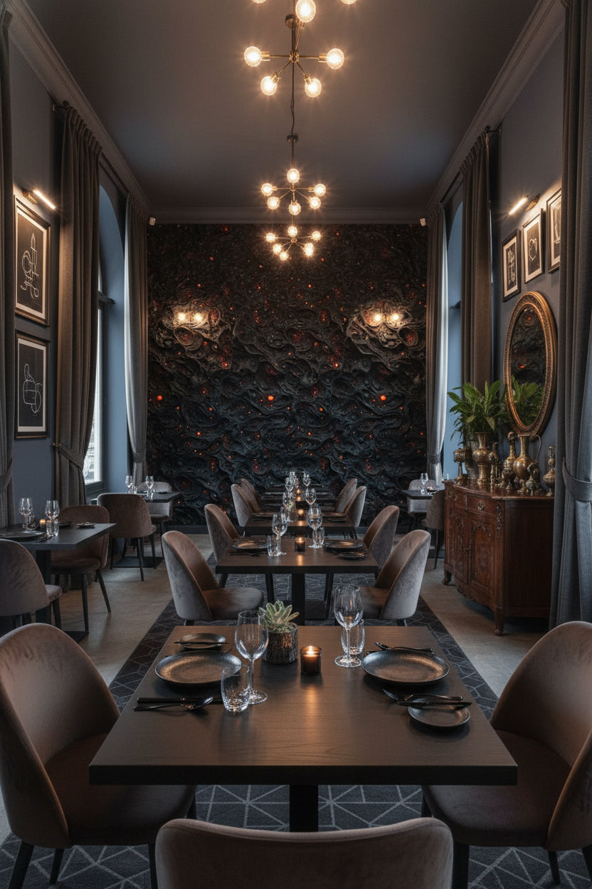 Textured Black Lava Abstract Wallpaper