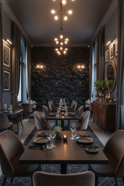 Textured Black Lava Abstract Wallpaper