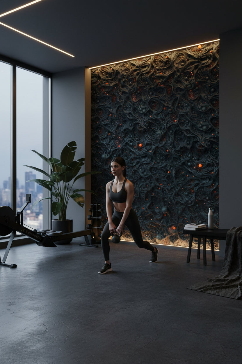 Textured Black Lava Abstract Wallpaper