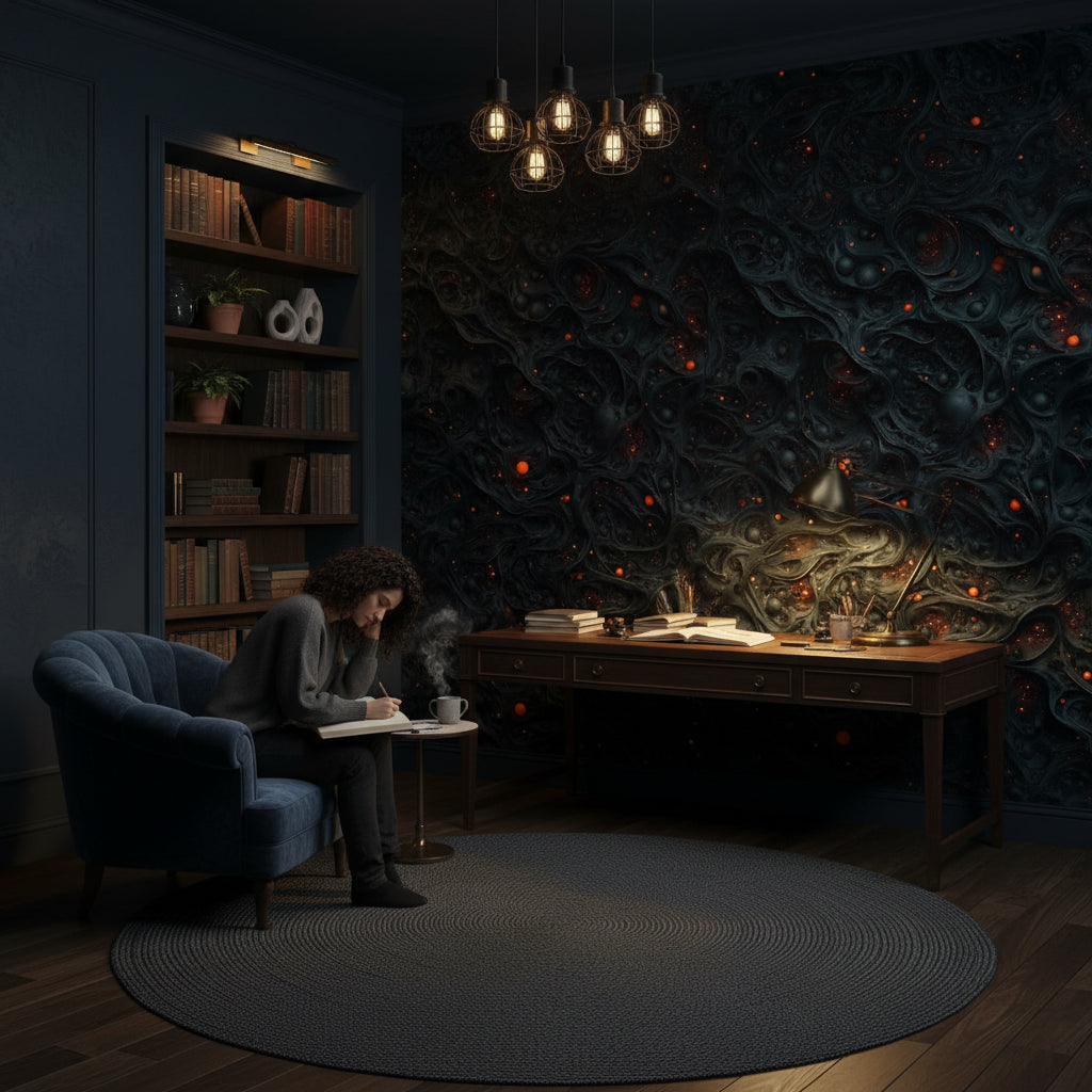 Abstract Wallpaper Dark Removable Swirling Wall Double Roll