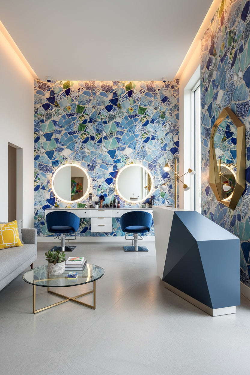 Vibrant Blue Abstract Mosaic Wallpaper