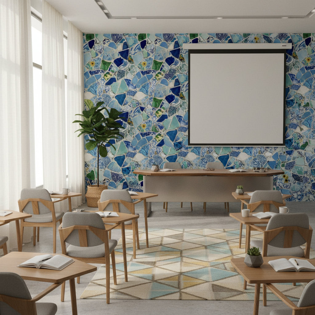 Vibrant Blue Abstract Mosaic Wallpaper