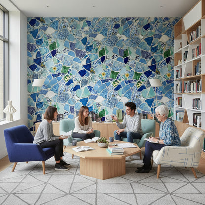 Vibrant Blue Abstract Mosaic Wallpaper